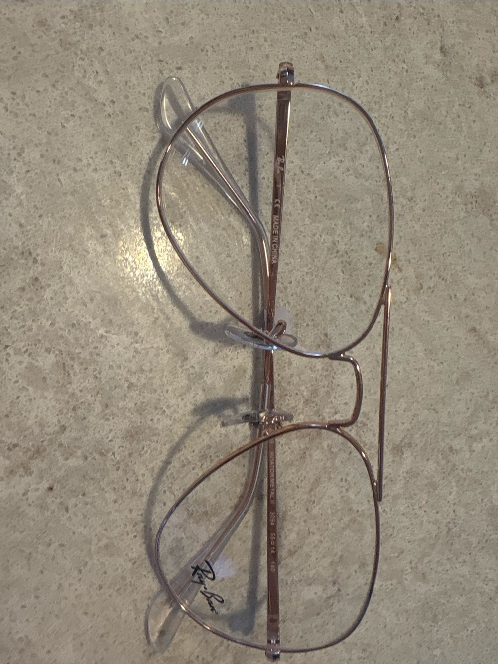 Ray-Ban Rose Gold Aviator Wireframe Glasses